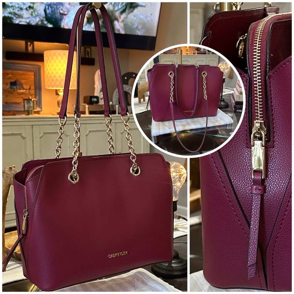 CALVIN KLEIN Hailey Shopper in Magenta Purple w/Gold-Tone Hardware, NWOT